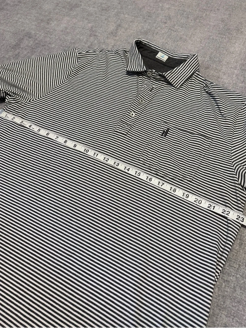 JOHNNIE-O Hangin’ Out Cotton Polo Shirt Gunmetal Striped Size XL Golf Preppy